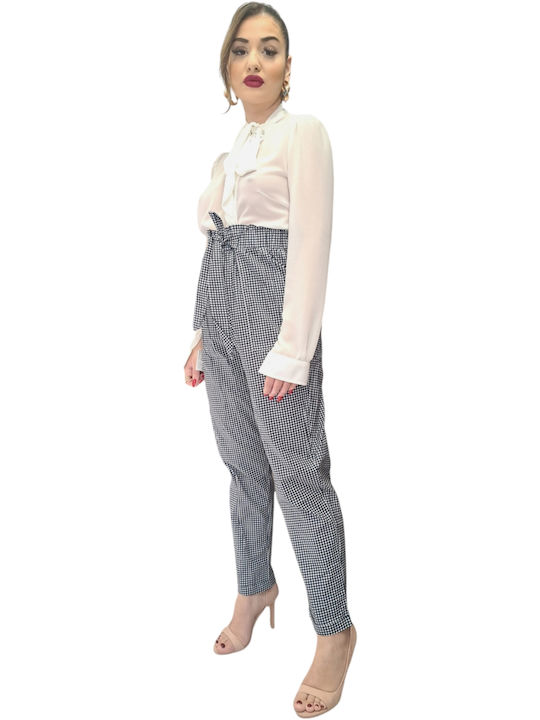 Damen Stoffhose Geprüft Weiß/Schwarz