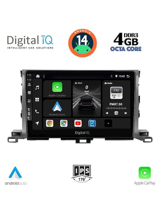 Digital IQ Car Audio System for Toyota Highlander 2014-2019 (Bluetooth/USB/WiFi/GPS/Apple-Carplay/Android-Auto) with Touch Screen 10"