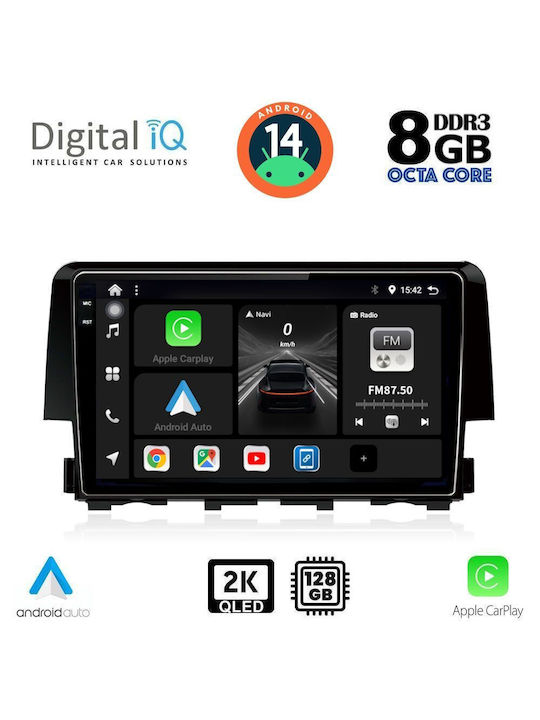 Digital IQ Car Audio System for Honda Civic 2016 (Bluetooth/USB/AUX/WiFi/GPS/Apple-Carplay/Android-Auto) with Touch Screen 9"