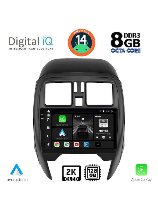 Digital IQ Car Audio System for Nissan Micra 2014-2017 (Bluetooth/USB/AUX/WiFi/GPS/Apple-Carplay/Android-Auto) with Touch Screen 9"