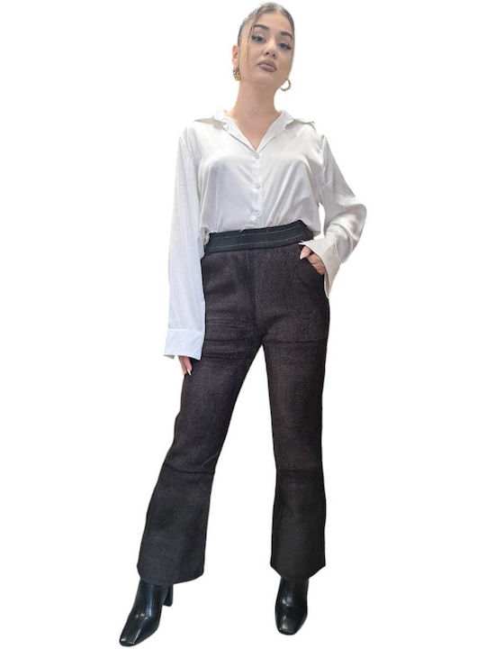 Women's Fabric Trousers Flared Brown