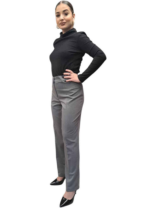 Women's Fabric Trousers Loose Fit Gray