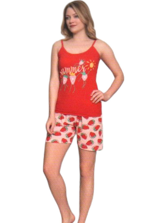 Remix Sommer Damen Pyjama-Set Rot
