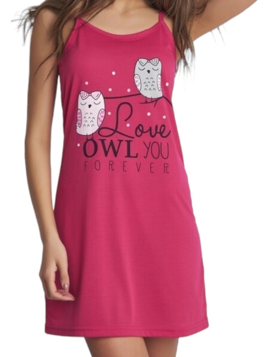 Remix Sommer Baumwolle Damen Nachthemd Fuchsie
