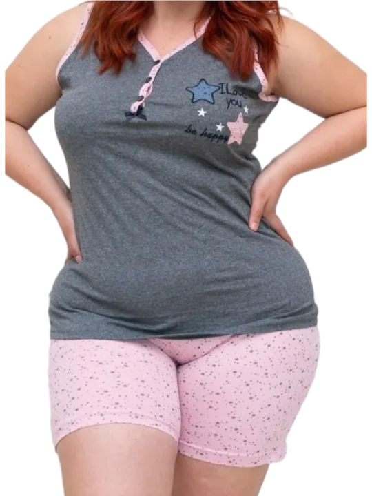 Remix Winter Damen Pyjama-Set Grey / Pink