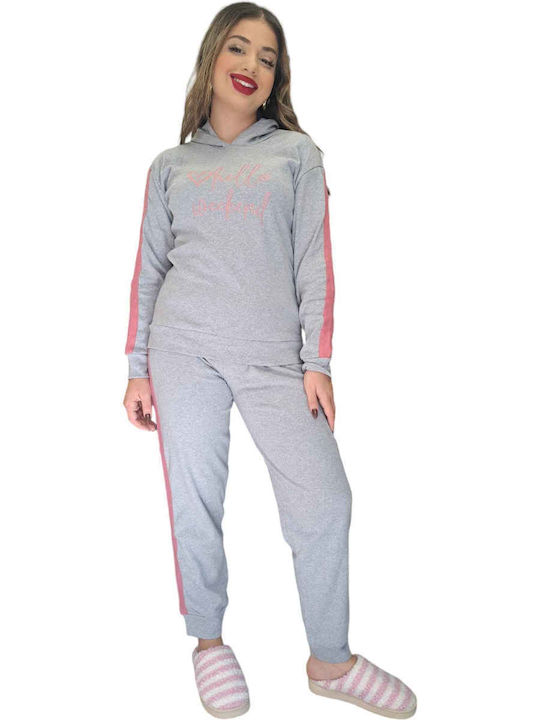 Remix Winter Damen Pyjama-Set Grey, Pink