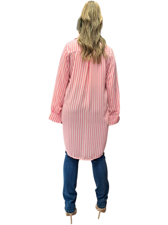 Remix Women's Striped Long Sleeve Shirt Pink