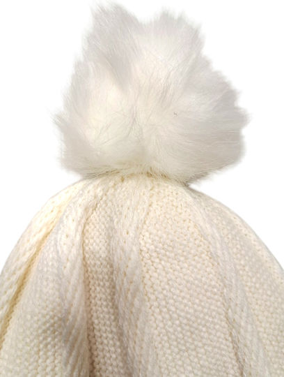 Pom Pom Beanie Frauen Beanie Gestrickt in Weiß Farbe