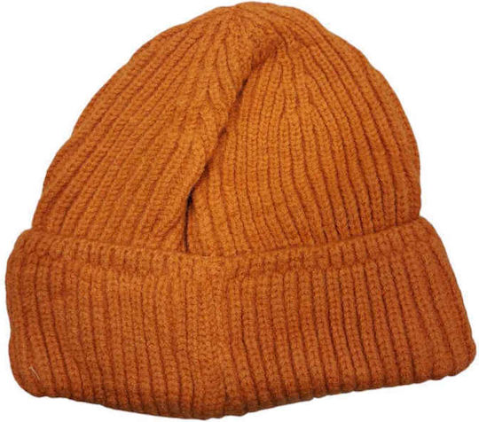 Beanie Γυναικείος Σκούφος Πλεκτός σε Πορτοκαλί χρώμα