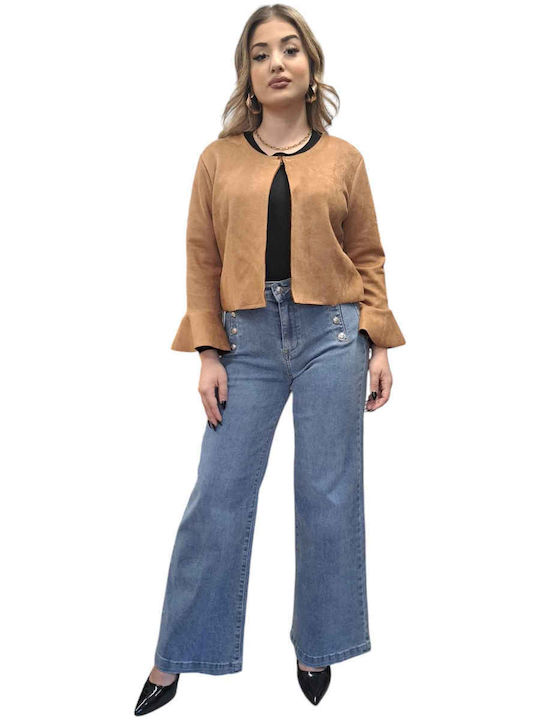 Remix Damen Leder Blazer Beige