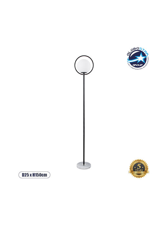 GloboStar Versailles Floor Lamp H150xW25cm. with Socket for Bulb E27 Black