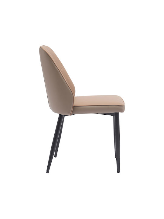 Onyer Dining Room Artificial Leather Chair Brown-grey 48x60x83cm