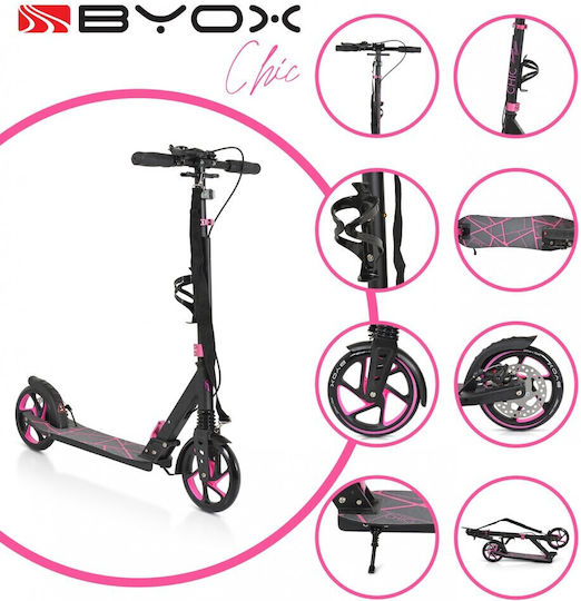 Byox Kids Scooter Foldable Chic 2-Wheel for 8+ Years Black/Fuchsia