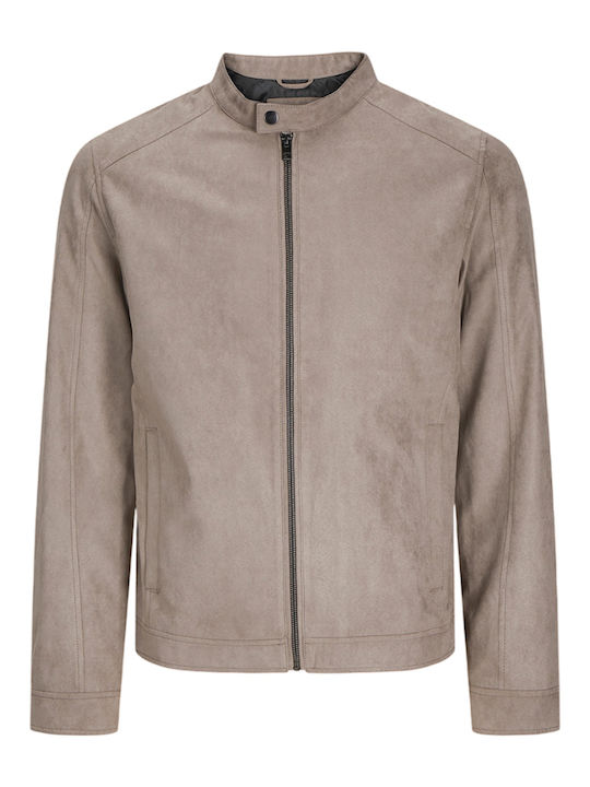 Faux Leather Jacket Gray