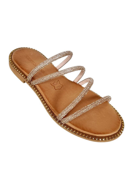 Sandale Casual Damă Din Piele Roz Auriu