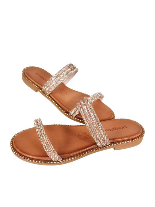 Sandale Casual Damă Din Piele Roz Auriu