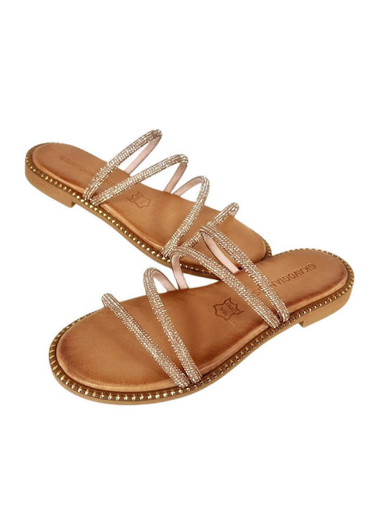 Sandale Casual Damă Din Piele Roz Auriu