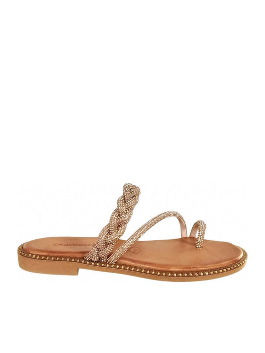 Sandale Casual Damă Din Piele Roz Auriu
