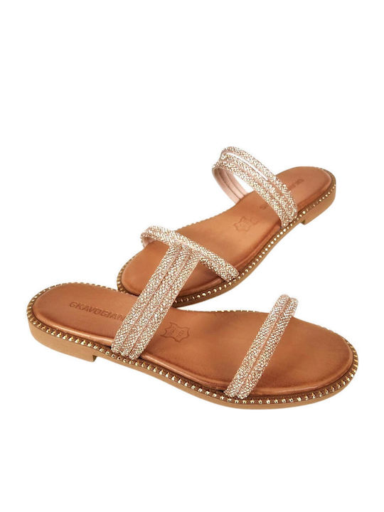 Sandale Casual Damă Din Piele Roz Auriu