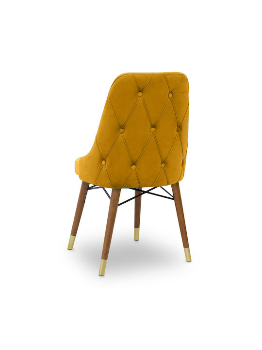Venus Scaune Sala de mese Catifelate Mustard - Walnut 1buc 53x48x95buc