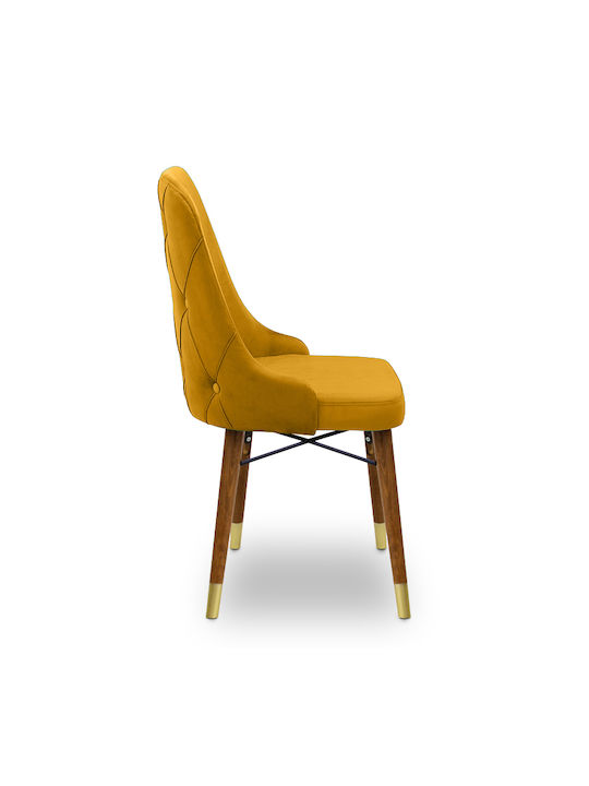 Venus Scaune Sala de mese Catifelate Mustard - Walnut 1buc 53x48x95buc