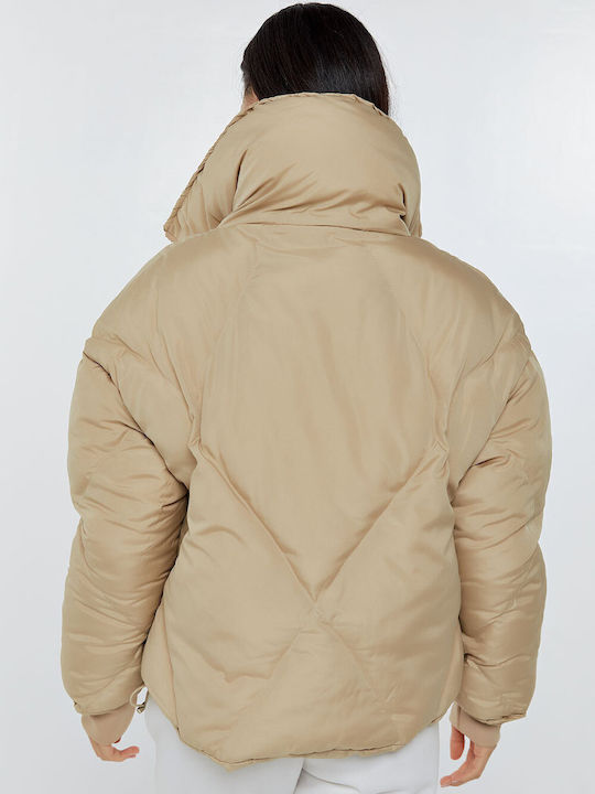 Women's Short Lifestyle Jacket for Winter Beige