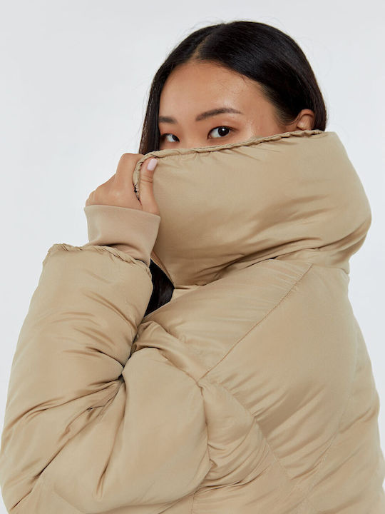 Women's Short Lifestyle Jacket for Winter Beige