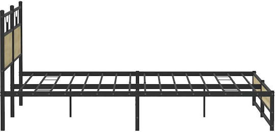 Легло King Size Дървено Кафяво с Дъски за Матрак 193x203см