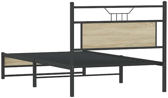 Double Wooden Bed Brown with Slats for Mattress 107x203cm 4106958