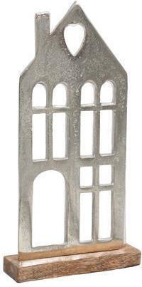 Aluminum Decorative Fylliana Home 786 Wooden Base Silver Color 18x5x35cm 946-124-013