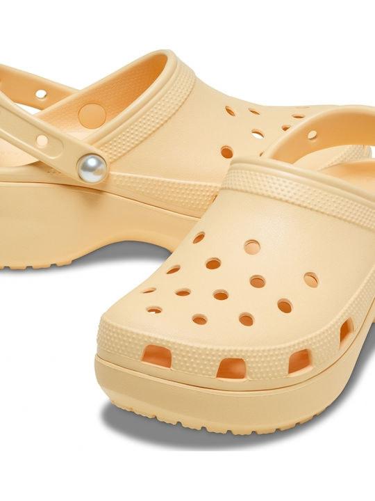 Crocs Classic Pearl Γυναικεία Σαμπό Κίτρινα