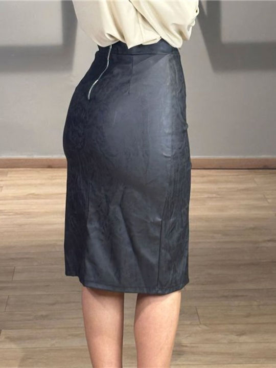 Chica Leather Midi Skirt grey