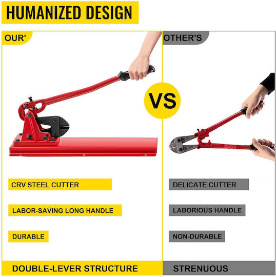 Vevor 24" Bench Type Hand Swager Cutting Capacity 3/8" Bolt Cutter Bench Type Hardness 35-45hrc Crimping Tool Punch Wire Rope Cable Red Swaging Machine Swaging Cutting Arm Bench Swager