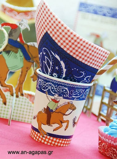 Meri Meri Cowboy Чаша за Еднократна Употреба Хартия 256мл 12бр