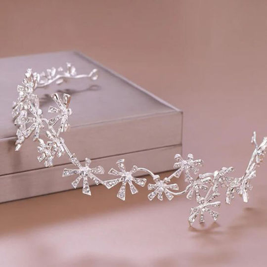 Frumoasă Decorațiune de Păr pentru Mireasă din Cristal Argintiu Aneta Dimensiuni Lungime 38cm Lățime 6cm