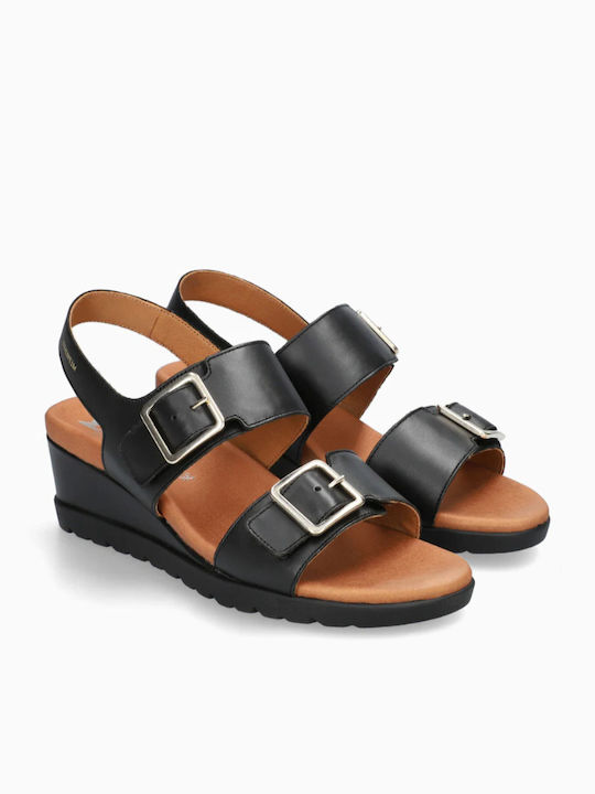 Anatomic Women's Leather Ankle Strap Platforms Black