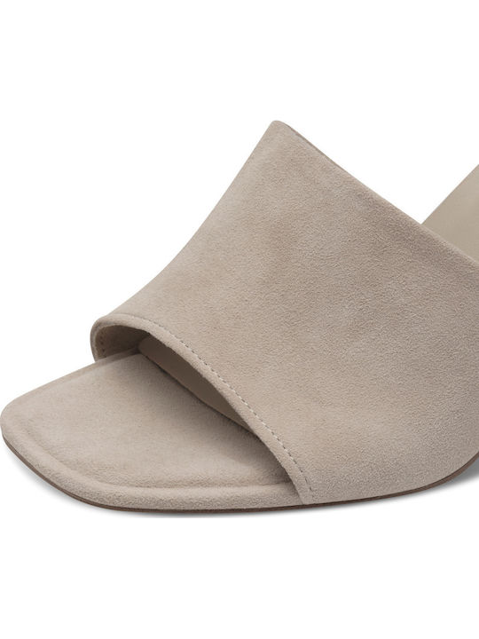 Wildleder Mules mit Chunky Hoch Absatz in Gray Farbe