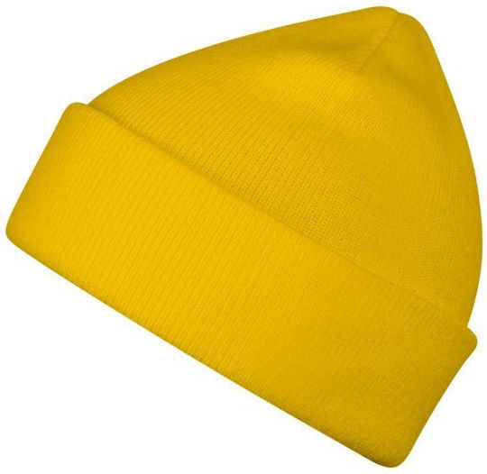 Beanie Unisex Σκούφος Πλεκτός σε Κίτρινο χρώμα