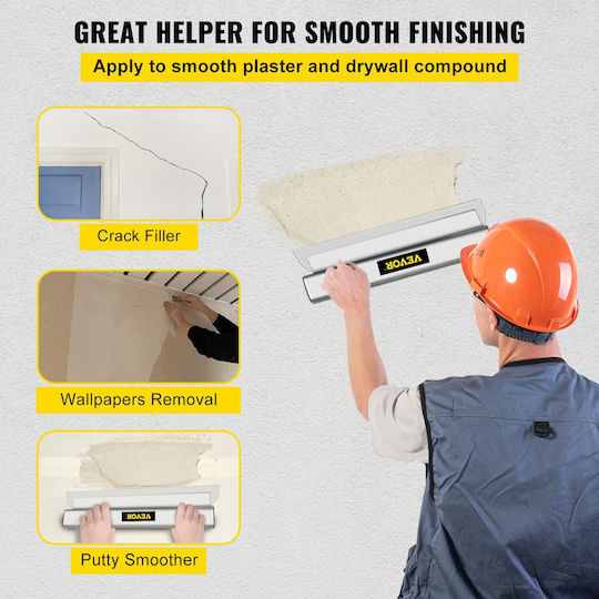 Γυψοσανίδα Vevor Skimming Blade 32 Ιντσών Λειαντικό Μαχαίρι Knock-down Εργαλείο Φινιρίσματος Στόκου Ανοξείδωτο Χάλυβα Ακραία Καπάκια Υψηλής Πρόσκρουσης Γυψοσανίδες Τοίχου Γυψοσανίδας Γυψοσανίδας Γυψοσανίδας