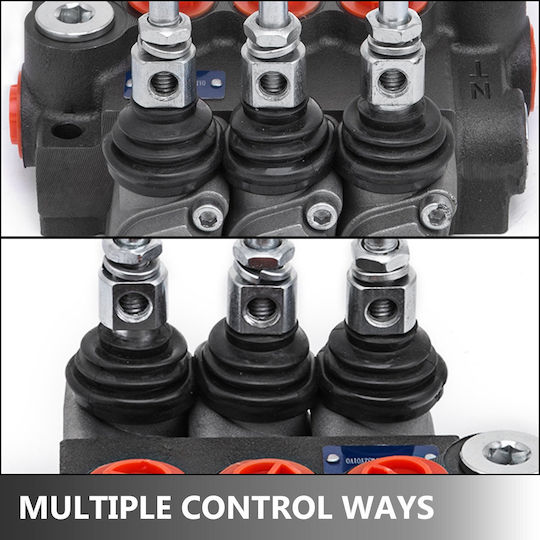 Vevor Supapă de Control Hidraulic cu 3 Bobine Unibody Supapă de Control Direcțional Hidraulic cu 3 Bobine 11gpm 40 L Cilindru cu Acțiune Dublă