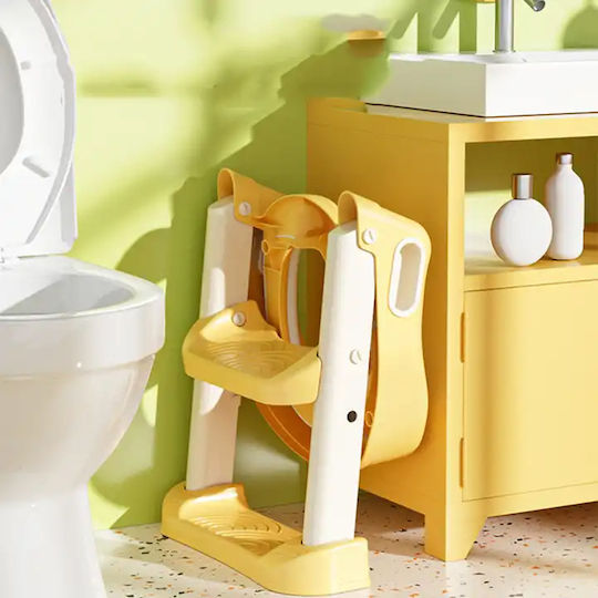 Zafit Toddler Toilet Seat With Footrest Handles And Yellow Cushion