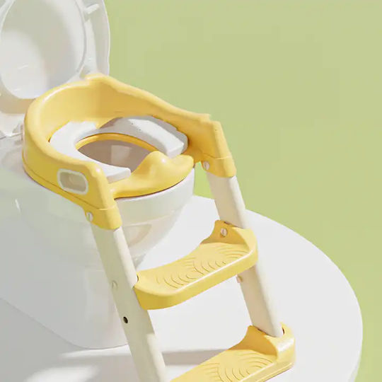 Zafit Toddler Toilet Seat With Footrest Handles And Yellow Cushion
