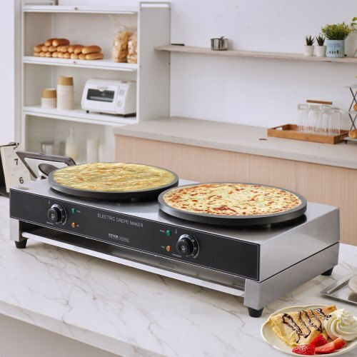 Vevor Double Commercial Electric Crepe Maker 3.4kW with Ø40.64cm Heating Plate