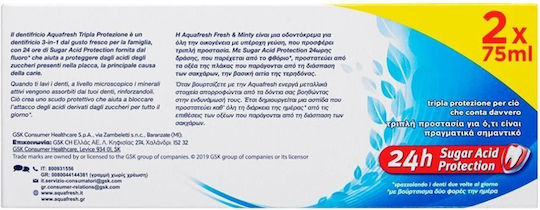 Aquafresh Fresh & Minty Zahnpasta für Plakette & Hohlräume 2x75ml