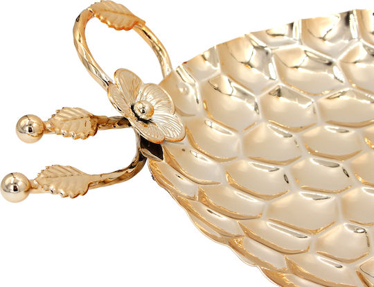 Metal Platter 50x26x5 cm Gold Hammered Keskor 43077-1