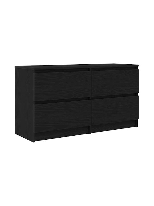 TV-Möbel Hölzernes Schrank Black Velvet-Black Metal L100xB35xH54cm