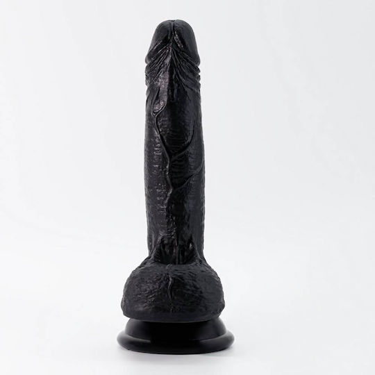 Crushious Ρεαλιστικό Dildo με Όρχεις και Βεντούζα Μαύρο 19cm