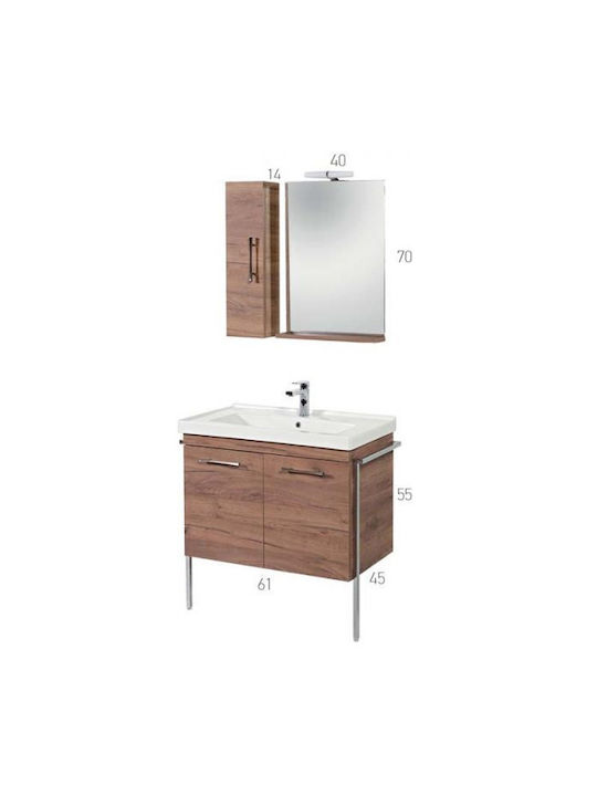 Mabo Oglindă de Baie cu Dulap cu Lungime 60cm