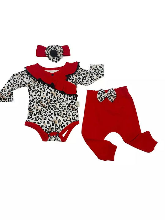 Cosay Baby Bodysuit Set with Pants RED