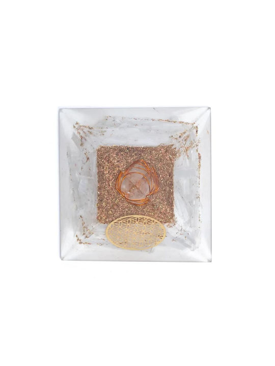 Piramidă Orgonită Floarea Vieții Selenit 7x7x6cm
